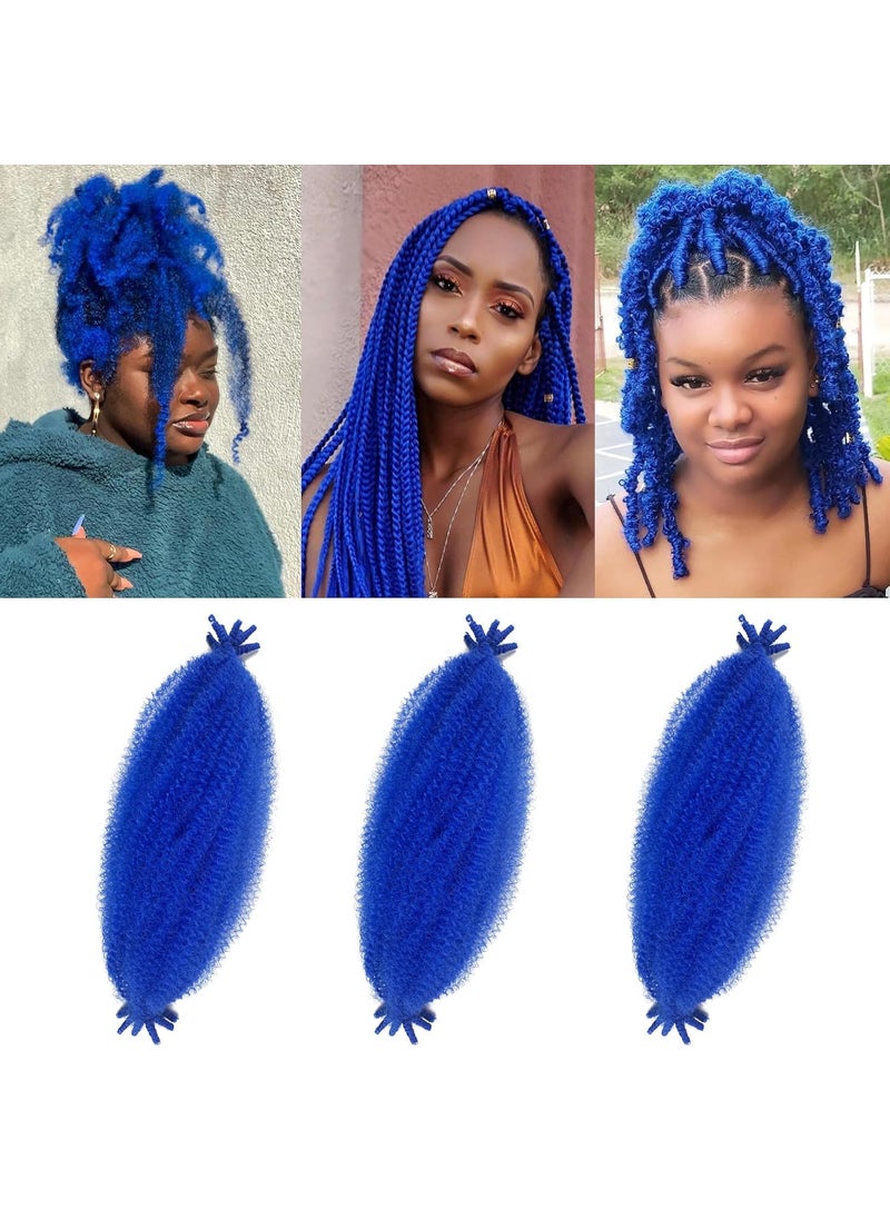 poetically - Marley Twist Braiding Hair 16 Inch Springy Twist Hair Blue 3 Packs PreFluffed Spring Twist Hair Cuban Twist Hair Soft Spring Afro Kinky Twist Braiding Hair Extension Wrapping Hair for Soft Locs - Image 1