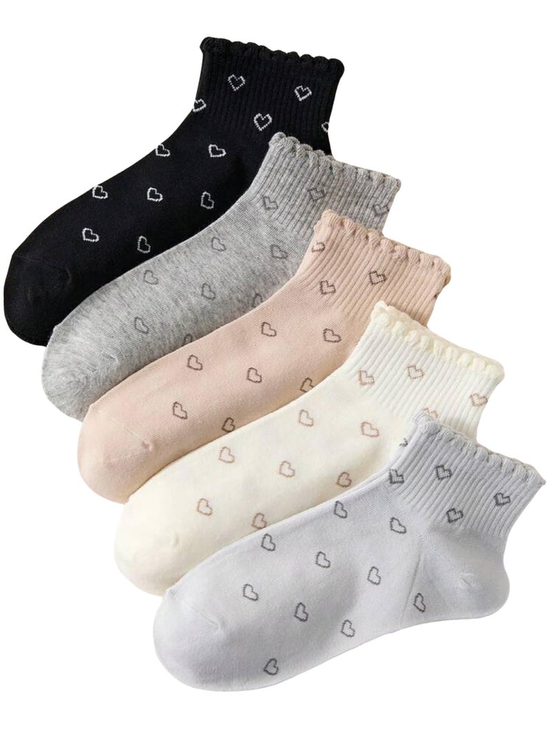 DIVUE Socks for Girls & Women Ankle Length | 5 Pair Combo Cotton Socks | Free Size Odor Resistant Soft Breathable Fabric | Comfortable Socks for Sports, Office, College, Travel & Casual Use - Image 1