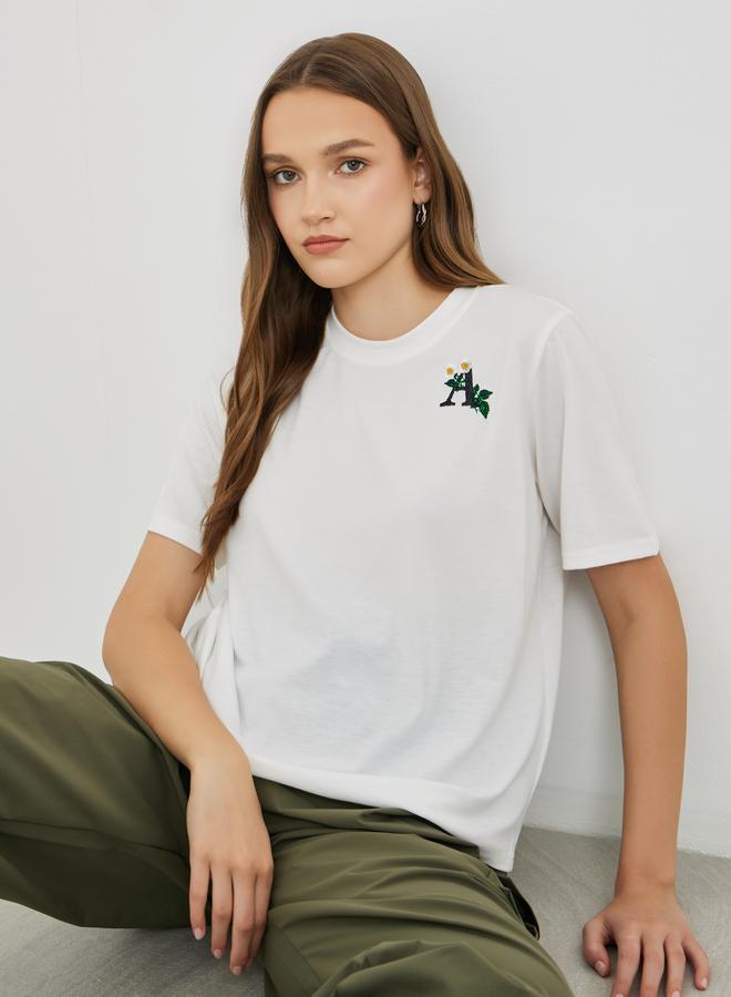 Take Two Embroidered Detail Oversized T-Shirt - Image 1