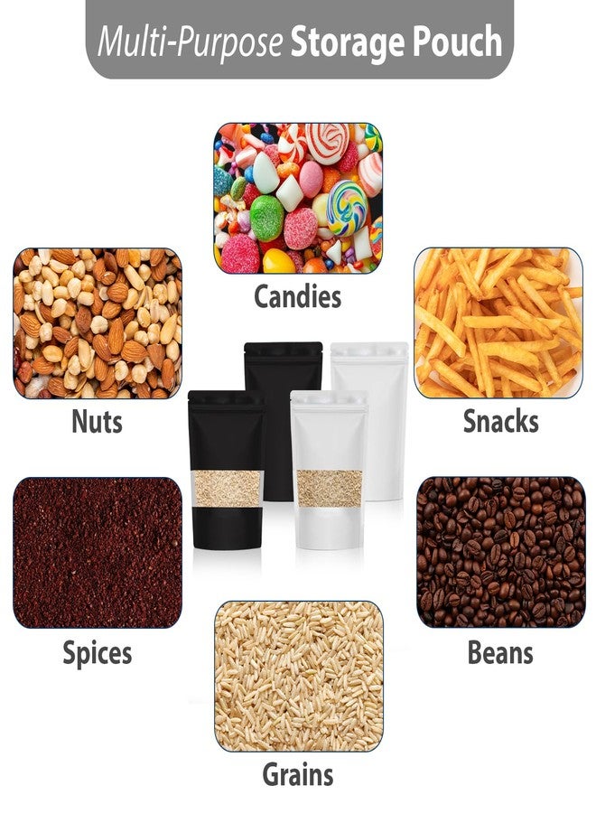 SKY FLEXI PACK Polyester Zip Lock Stand Up Pouches | White & Black Mix (With & Without Window) | 16 × 23.5 cm, 500g Capacity | Pack of 60 | Reusable Airtight Food Storage Bags - Image 5