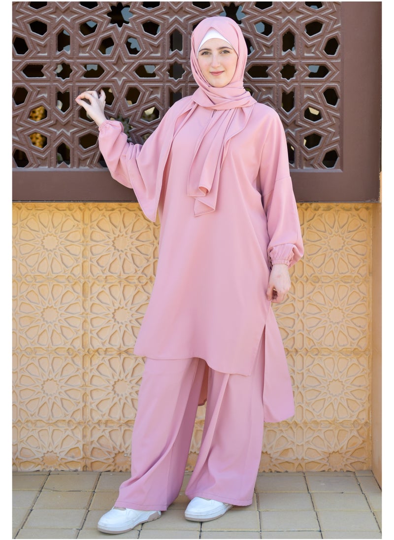 DAMAS COLLECTION P101-umrah essentials Jilbab for women with tow style Skirt or Trouser -4 piece Prayer Clothes for Muslim Women-Islamic Abaya Dress Outfit maxi with scarf and small bag- Modest suit Women  - Image 2