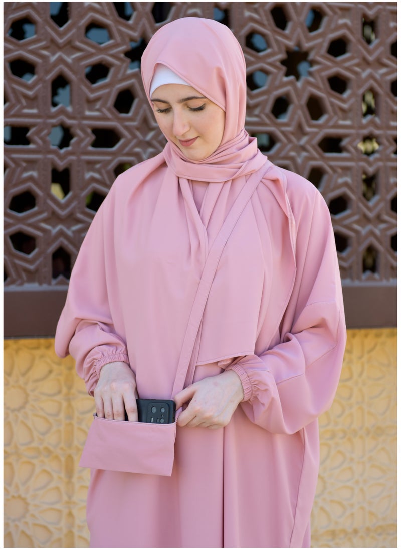 DAMAS COLLECTION P101-umrah essentials Jilbab for women with tow style Skirt or Trouser -4 piece Prayer Clothes for Muslim Women-Islamic Abaya Dress Outfit maxi with scarf and small bag- Modest suit Women  - Image 4