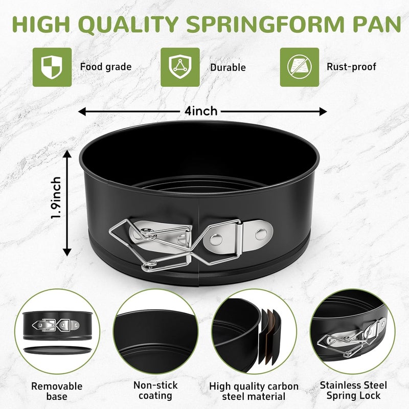 ZeroPone 4 Inch Mini Springform Pan, Non-stick Cheesecake Pan, Spring Form Pans for Baking, Springform Pans with Removable Bottom, Round Cake Pans, Small Cake Mold for Mini Cheesecake Pizza - Image 2