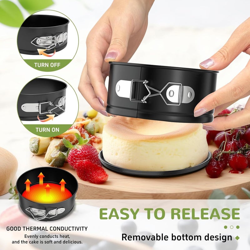 ZeroPone 4 Inch Mini Springform Pan, Non-stick Cheesecake Pan, Spring Form Pans for Baking, Springform Pans with Removable Bottom, Round Cake Pans, Small Cake Mold for Mini Cheesecake Pizza - Image 3
