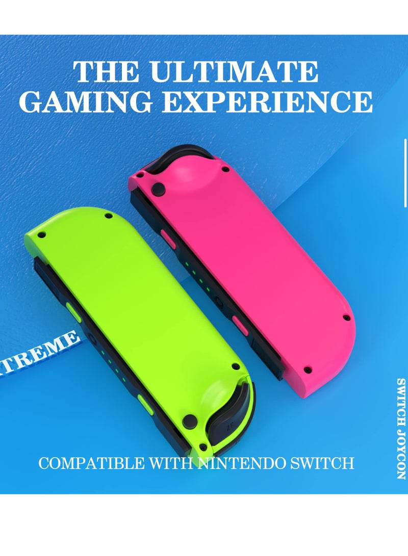 Wireless Replacement Joy-Con Controllers for Switch/Lite - Left & Right with Wrist Strap, Motion Control, Vibration, and Wake-up Function (Pink & Green) - Image 4