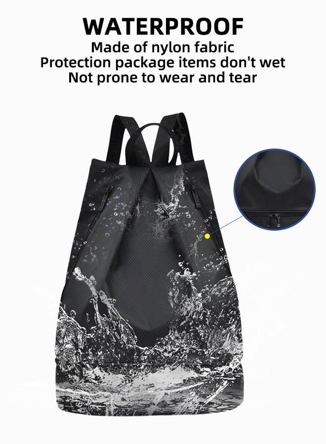 Sports Gym Bag, Waterproof Swimming Backpack With Shoe Compartment & Wet Pocket, Fitness Bag Travel Storage Bag, Portable Duffel Bag, Yoga Bag, Lightweight Packable Backpack, Black Bags For Women And Men-31x40x20cm Bag - Image 3