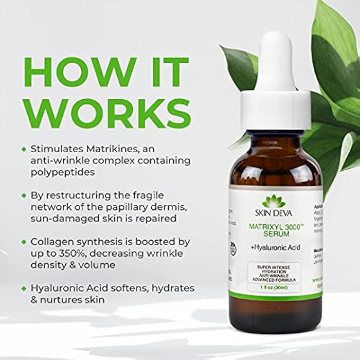 SKIN DEVA 1 fl oz Matrixyl 3000 with Hyaluronic Acid Serum Peptides Serum For Face Hydration with Hyaluronic Acid Stimulates Collagen Repair Mechanisms Lightweight Anti Aging Moisturizer - Image 3
