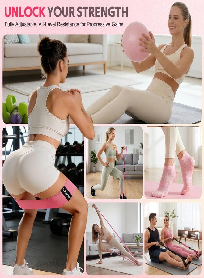 WALITO 15 PCS Pilates Kit, Adjustable Pedal Resistance Band with Handle, Figure 8 Resistance Band for Exercise Women, At Home Workout Equipment Set with Yoga Ball & Booty Bands for Full Body Gym - Image 2