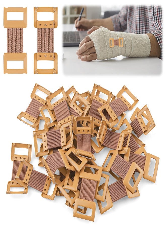 LUSTRIB 30 Pcs Brown Elastic Bandage Clips, Reusable Bandage Clips with Stretch Metal Clasps, Secure Fastening Clips for Fixing Various Bandages and Gauze, Bandaging Supplies - Image 1