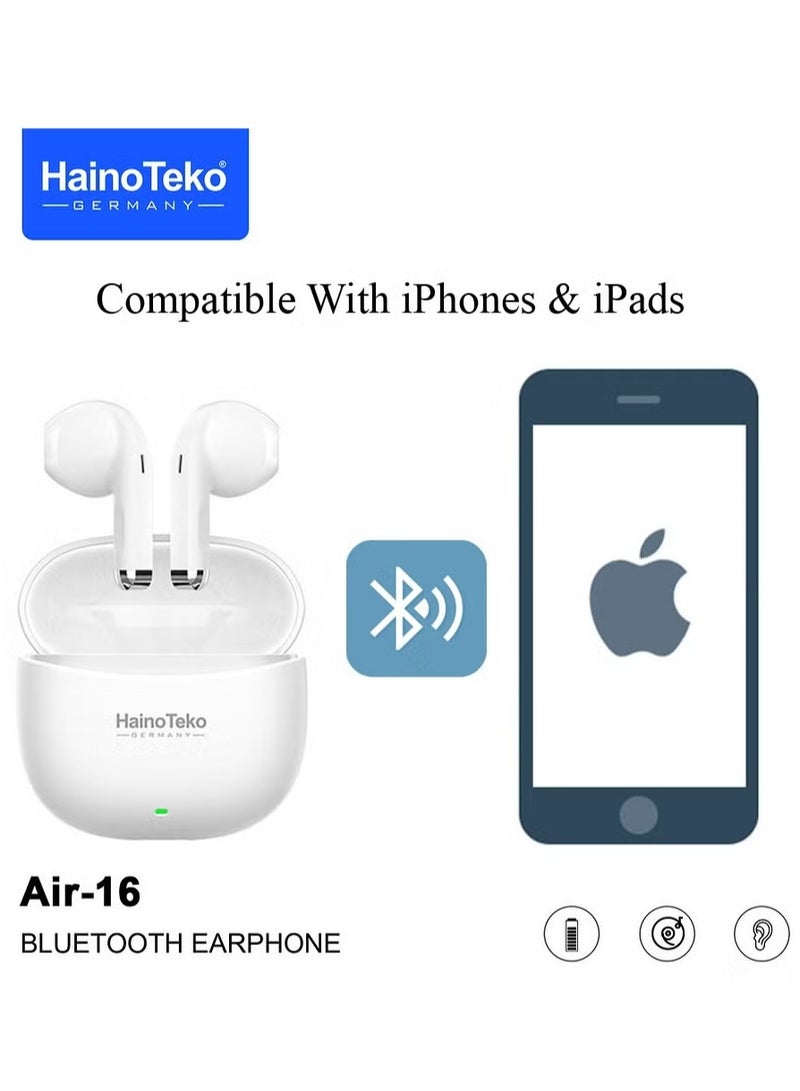ELTRAZONE Air-16 True Wireless Earphones – Super Clear Mic, High Bass Sound Quality, iPhone & iPad Compatible (White) - Image 2