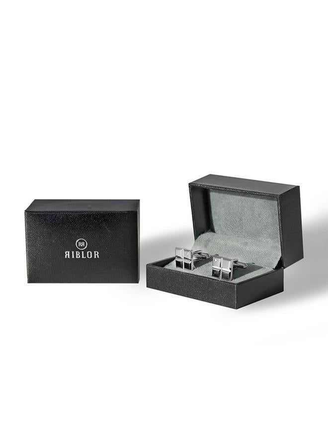 Riblor Magnus Cufflinks in Stainless Steel Silver - Image 2