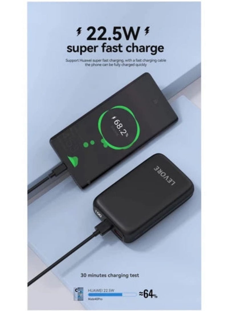 ليفور بنك الطاقة LEVORE LP231 عالي السعة جاهز للسفر: بطارية 20,000 مللي أمبير في الساعة، وشحن سريع بقوة 22.5 وات، وتصميم خفيف الوزن للشحن أثناء التنقل - Image 3