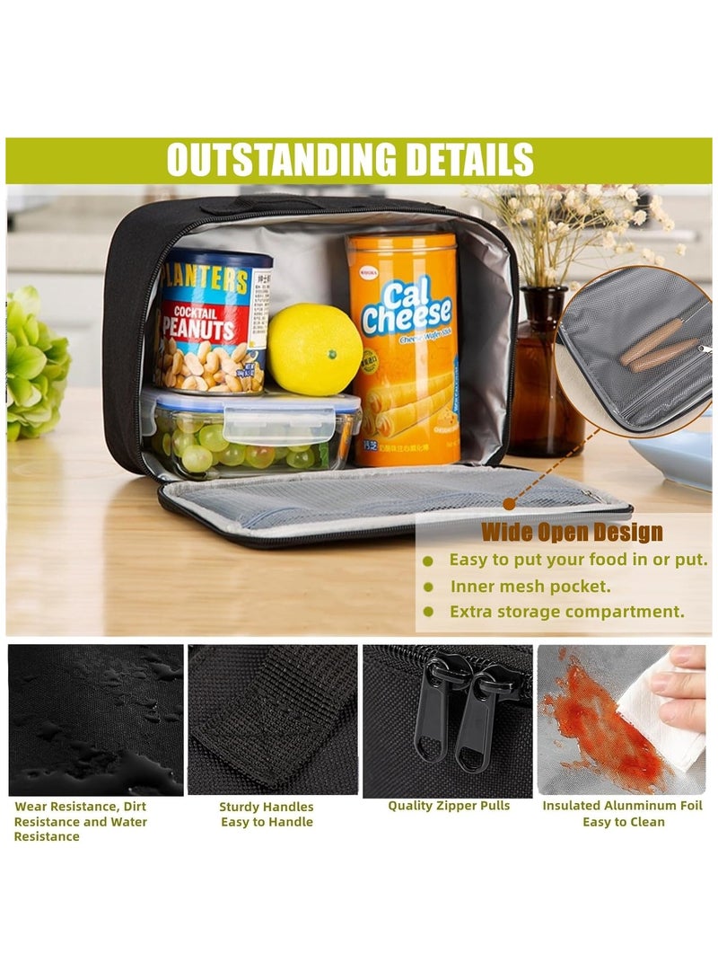 Small Lunch Bag for Women Men, Insulated Reusable Lunch Bag, Thermal Mini Lunch Box, Portable Cooler Bag for Work Picnic Travel, Food Snacks Lunch Containers for Adults (Black)  - Image 3