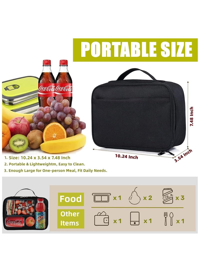 Small Lunch Bag for Women Men, Insulated Reusable Lunch Bag, Thermal Mini Lunch Box, Portable Cooler Bag for Work Picnic Travel, Food Snacks Lunch Containers for Adults (Black)  - Image 4