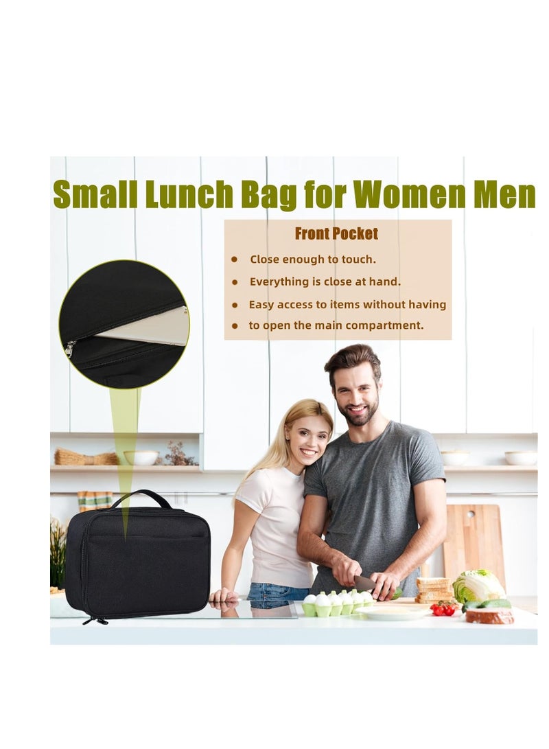 Small Lunch Bag for Women Men, Insulated Reusable Lunch Bag, Thermal Mini Lunch Box, Portable Cooler Bag for Work Picnic Travel, Food Snacks Lunch Containers for Adults (Black)  - Image 5