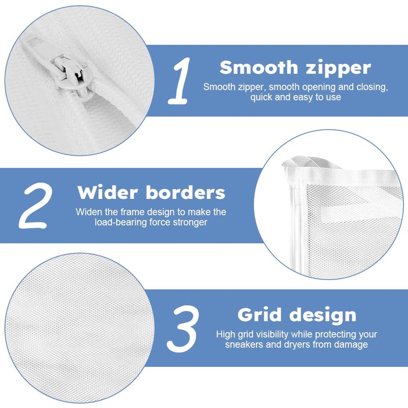 EMVANV Shoe Drying Bag,Laundry Bags Reusable Shoe Dryer Mesh Bags Sneaker Wash and Dry Net Bag Net Laundry Bags with Zipper and Strap for Washing Machine, Shoes, Clothing(Size:40 x 40cm) - Image 3