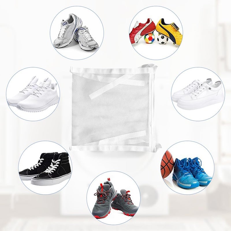 EMVANV Shoe Drying Bag,Laundry Bags Reusable Shoe Dryer Mesh Bags Sneaker Wash and Dry Net Bag Net Laundry Bags with Zipper and Strap for Washing Machine, Shoes, Clothing(Size:40 x 40cm) - Image 4