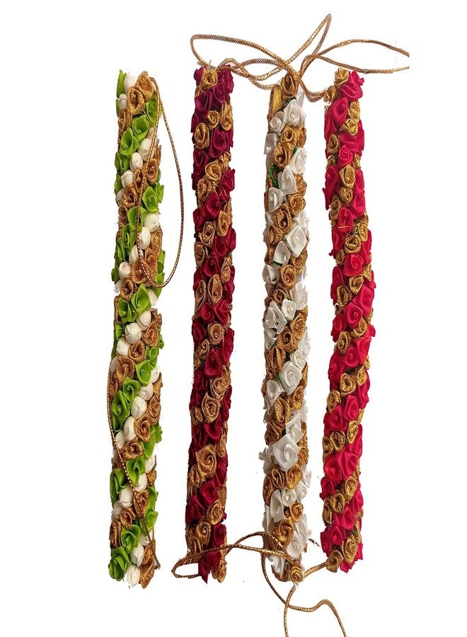AROOMAN™ Bridal Hair Artificial Flower Mogra Gajra/Bun For Women/Grils (Wedding,Party) Pack-04, Multicolor - Image 1