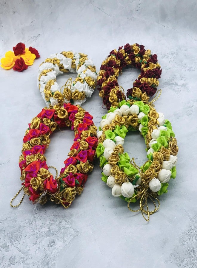 AROOMAN™ Bridal Hair Artificial Flower Mogra Gajra/Bun For Women/Grils (Wedding,Party) Pack-04, Multicolor - Image 4