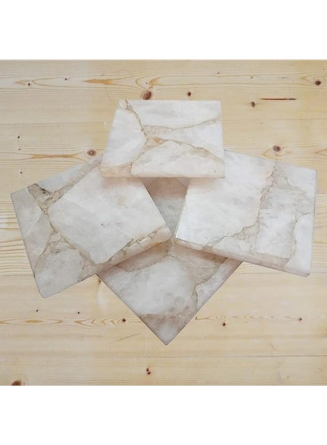 eshoppee 4X4 Natural White Quartz Square Stone Coaster, Cup Mat Mixed Color, Natural Beautiful Stone Crystal Gemstone Agate Beverage Coasters for Drinks Gift Set of 4. (4) - Image 2