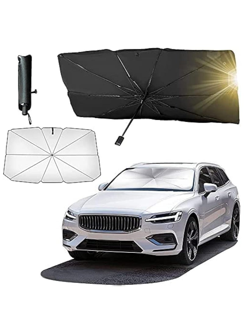 BJM Car Sun Shade,for Car Front Windshield, Car Umbrella Sun Shade Cover, Foldable UV Reflector And Heat, Sunshade for Cars, Fits Most Vans SUVS (57 x 31 In) (A) - Image 1