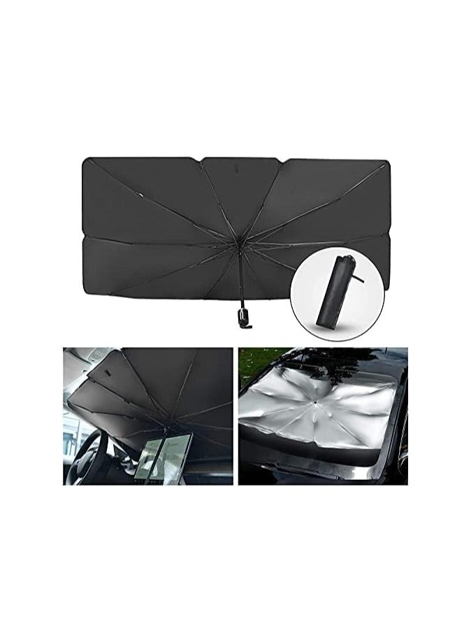 BJM Car Sun Shade,for Car Front Windshield, Car Umbrella Sun Shade Cover, Foldable UV Reflector And Heat, Sunshade for Cars, Fits Most Vans SUVS (57 x 31 In) (A) - Image 2