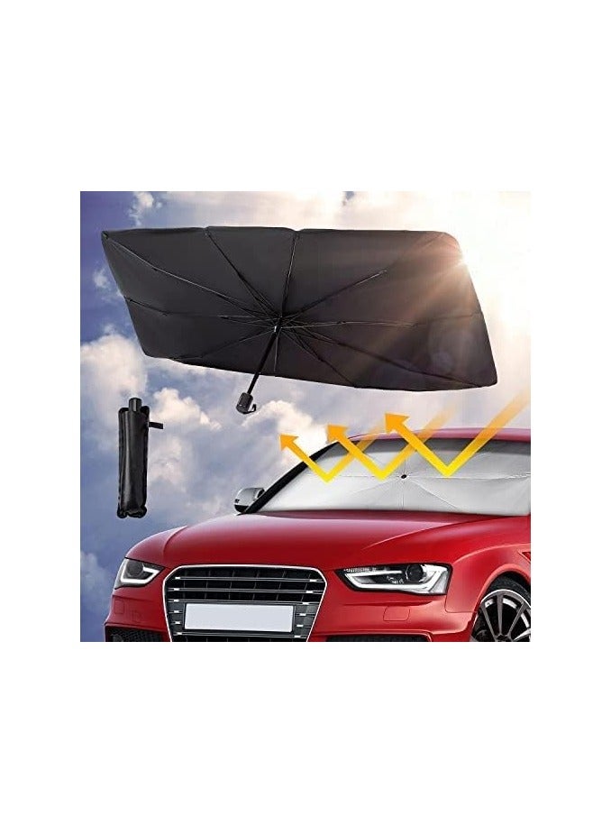 BJM Car Sun Shade,for Car Front Windshield, Car Umbrella Sun Shade Cover, Foldable UV Reflector And Heat, Sunshade for Cars, Fits Most Vans SUVS (57 x 31 In) (A) - Image 3