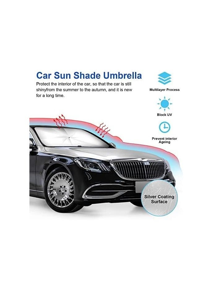 BJM Car Sun Shade,for Car Front Windshield, Car Umbrella Sun Shade Cover, Foldable UV Reflector And Heat, Sunshade for Cars, Fits Most Vans SUVS (57 x 31 In) (A) - Image 4