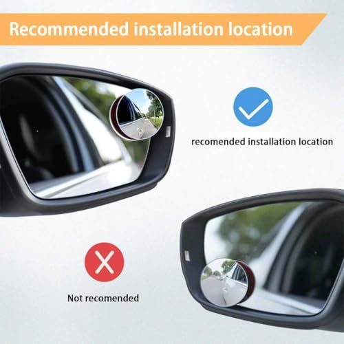 Woscher W1642 Blind Spot Mirror for Car, Rear View Convex Mirror Car Accessories Exterior, Stick On Frameless Mirror Fits All Cars (Set of 2, Round) - Image 2