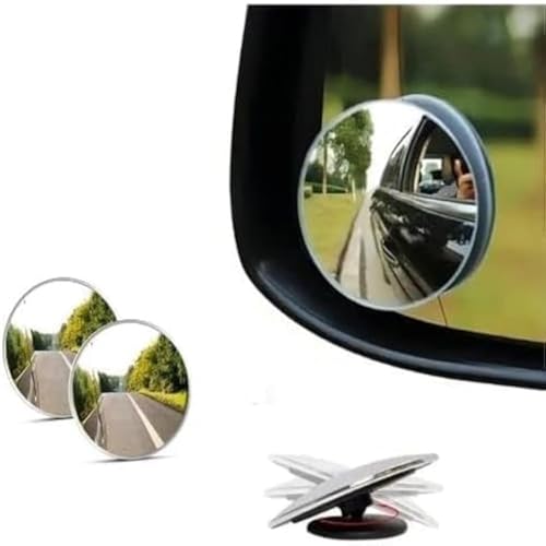 Woscher W1642 Blind Spot Mirror for Car, Rear View Convex Mirror Car Accessories Exterior, Stick On Frameless Mirror Fits All Cars (Set of 2, Round) - Image 1