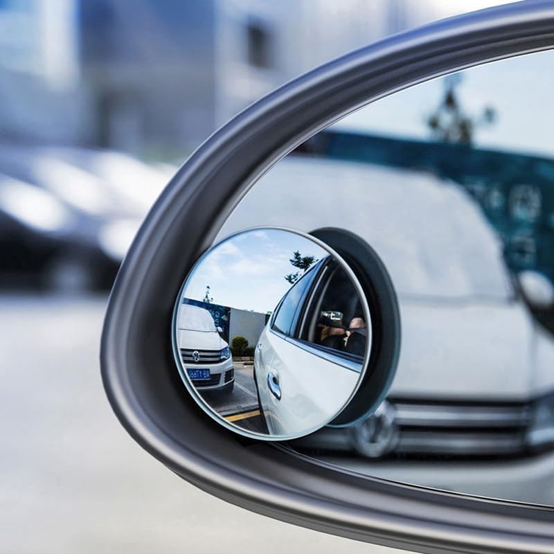 Woscher W1642 Blind Spot Mirror for Car, Rear View Convex Mirror Car Accessories Exterior, Stick On Frameless Mirror Fits All Cars (Set of 2, Round) - Image 4