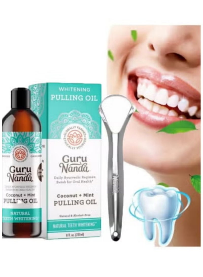 جوراناندا غسول فم جورو ناندا بنكهة جوز الهند والنعناع 8 أونصة سائلة خالي من الكحول لنفس منعش تبييض الأسنان لثة صحية - Image 1