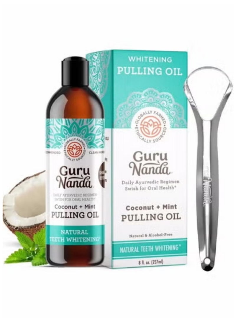 جوراناندا غسول فم جورو ناندا بنكهة جوز الهند والنعناع 8 أونصة سائلة خالي من الكحول لنفس منعش تبييض الأسنان لثة صحية - Image 2