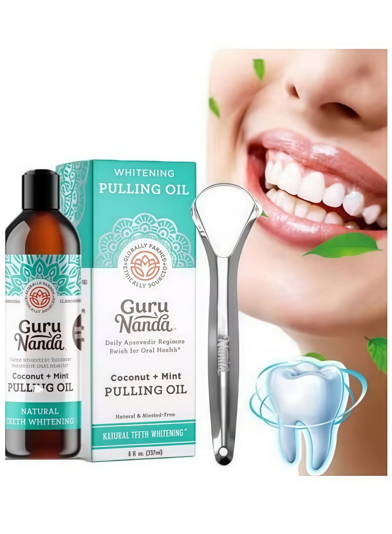 GuruNanda Coconut Mint Mouthwash 8 fl oz Alcohol-Free Formula Fresh Breath Whiten Teeth Healthy Gums - Image 1