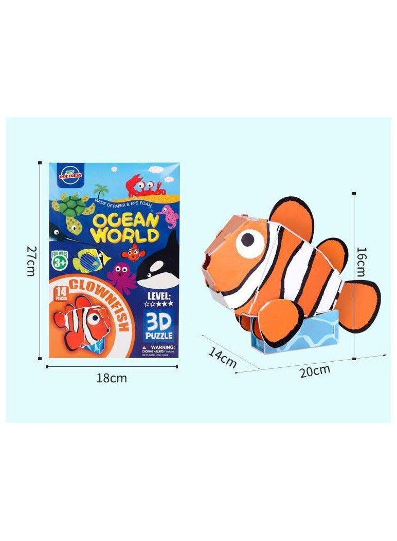Little Sunshine 14 PCS Clownfish 3D Three-dimensional Jigsaws Puzzle for Kids Toys for Boys Girls DIY Crafts 3D Puzzle STEM Toys Gifts for Kids Ages 3+ - Image 3
