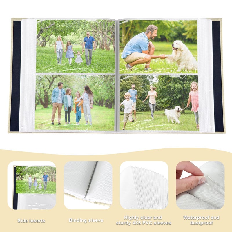 HenPisen 200-Pocket Photo Album 4x6 - Slip-In Picture Album with Linen Cover & Display Window, Vertical Photo Book for Wedding, Family, Baby, Anniversary & Vacation Memories (Holds 200 Photos) - Image 5
