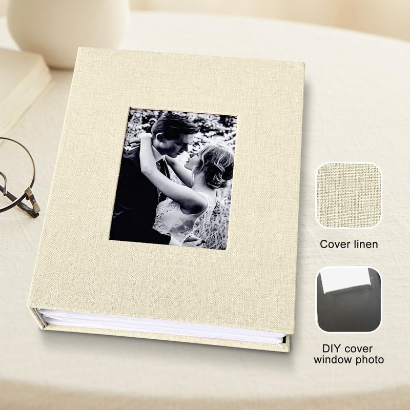 HenPisen 200-Pocket Photo Album 4x6 - Slip-In Picture Album with Linen Cover & Display Window, Vertical Photo Book for Wedding, Family, Baby, Anniversary & Vacation Memories (Holds 200 Photos) - Image 3