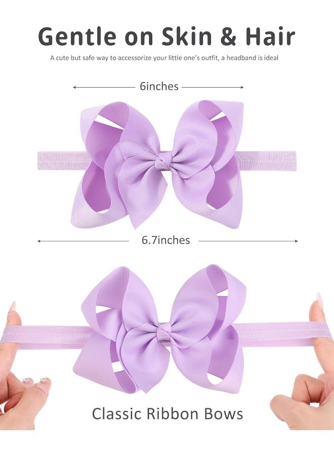 jollybows jollybows 20pcs Baby Girls Grosgrain Ribbon Hair Bows Headbands 6" Elastic Hair Band Hair Accessories for Infants Newborn  - Image 3