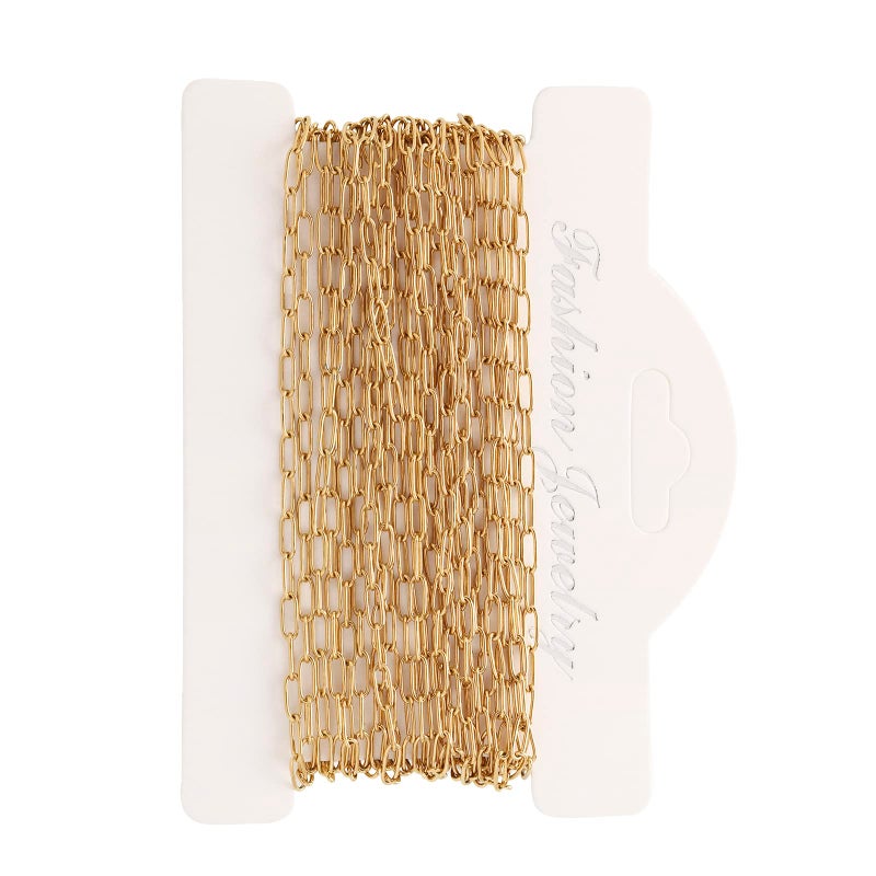 Andblue 16.4 Feet Necklace Chains for Jewelry Making, Gold Plated Stainless Steel Chains Bulk for DIY Necklace Bracelet Pendant Supplies - Image 1
