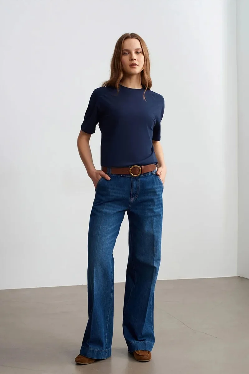 Dilvin Navy Blue DILVIN Women's Cotton Crew Neck T-Shirt for Women | Best Price UAE