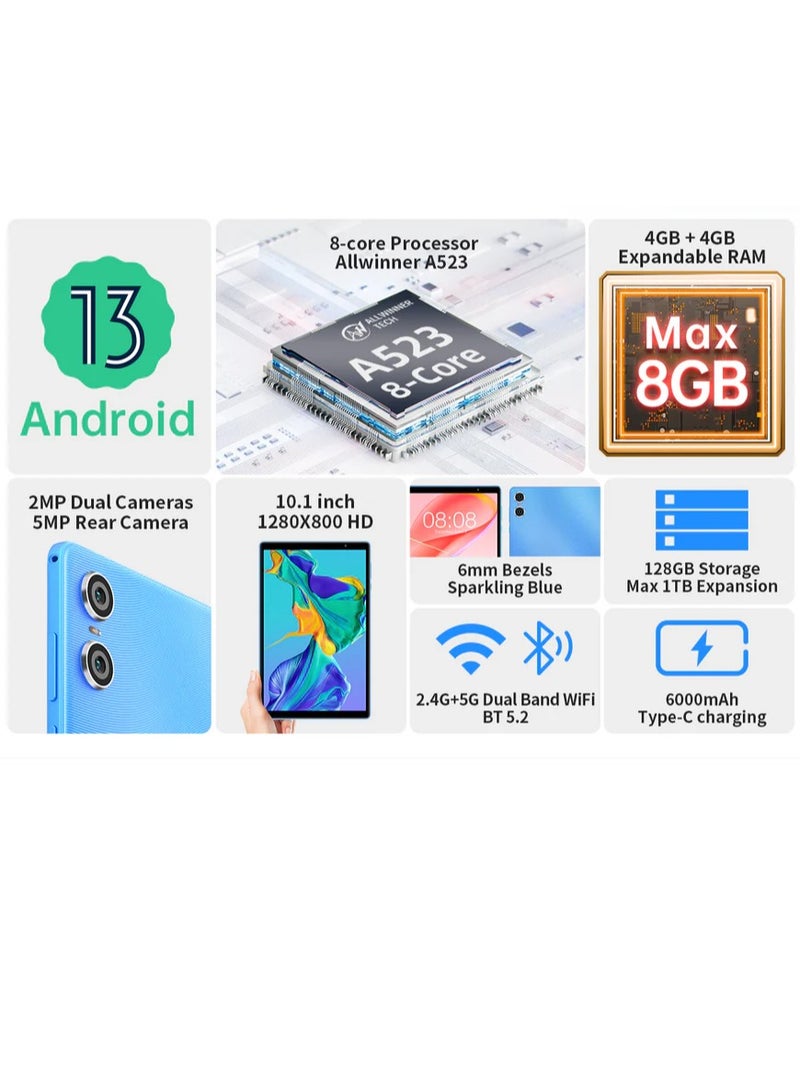Teclast-Tablet Android 13 10.1 IPS 4GB RAM 128GB ROM  8-Core Dual-Band Wi-Fi Type-C Widevine L1 6000mAh - Image 3