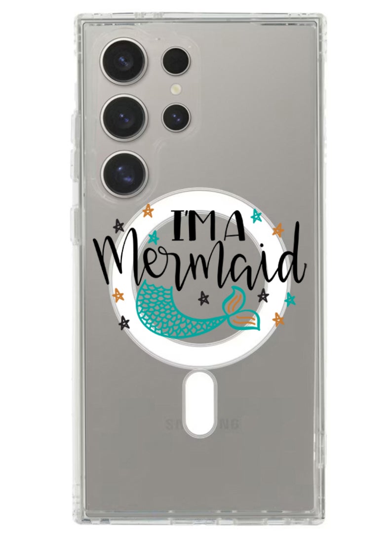 Theodor Magnetic Case for Samsung Galaxy S24 Ultra 6.8-inch Compatible with MagSafe Wireless Charging, Shockproof Phone Bumper Cover I am a mermaid - Image 1
