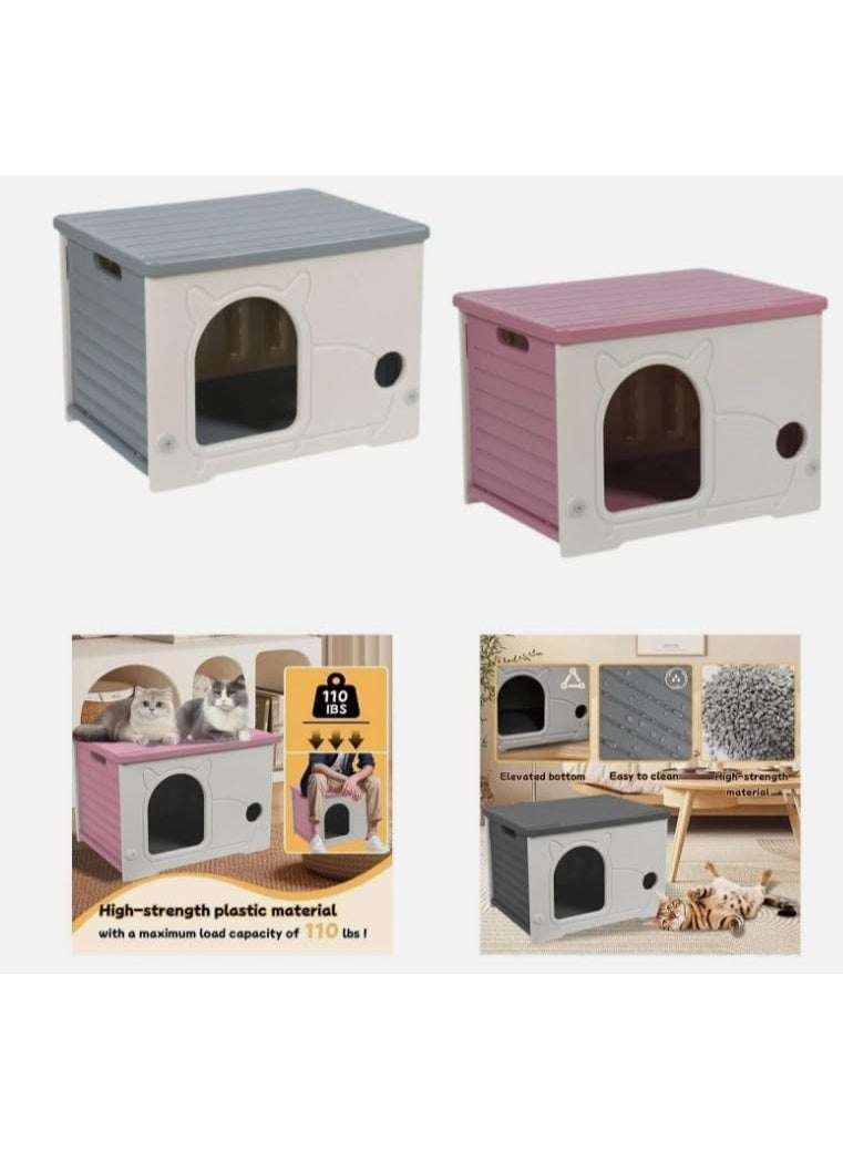 Soofam Cat dog House – Indoor/Outdoor Durable Cat Shelter with Cute Design, Easy to Clean, Weather-Resistant .Stray Cats Kitty Shelter .Cave Bed for Cats & Small Pets (C, 54x41x38 cm) - Image 3