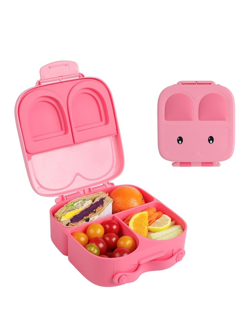 Bento Lunch Box Bento style Bunny Shape Pink Color for Kids | 3/4 Convertible Compartments| BPA FREE|LEAK PROOF| Dishwasher Safe Pink  - Image 1