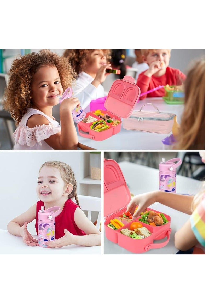 Bento Lunch Box Bento style Bunny Shape Pink Color for Kids | 3/4 Convertible Compartments| BPA FREE|LEAK PROOF| Dishwasher Safe Pink  - Image 5