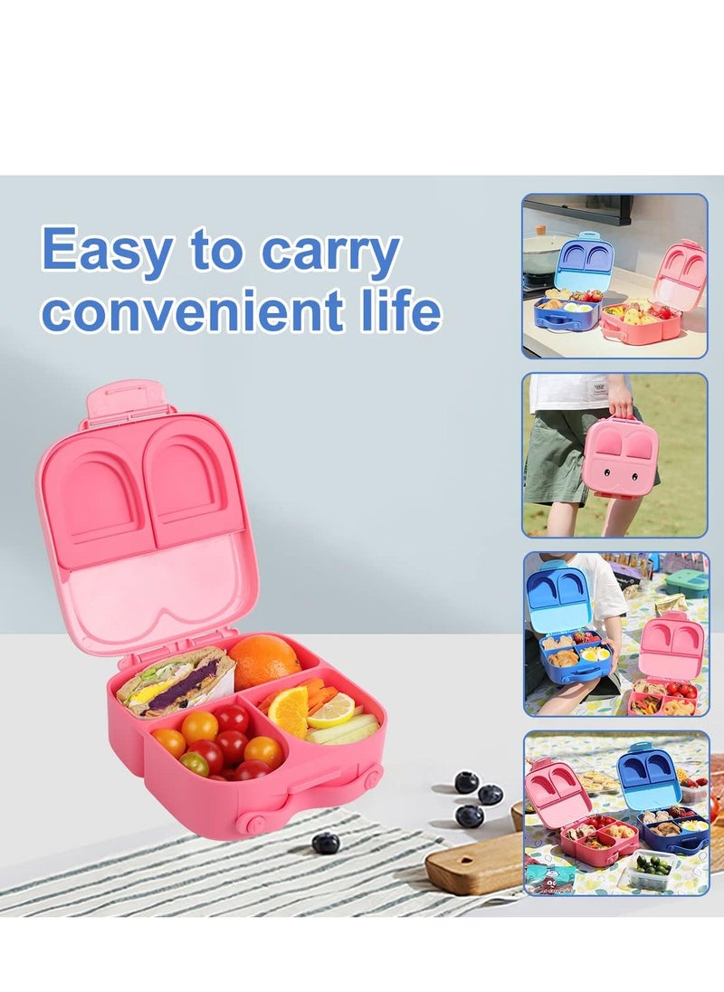 Bento Lunch Box Bento style Bunny Shape Pink Color for Kids | 3/4 Convertible Compartments| BPA FREE|LEAK PROOF| Dishwasher Safe Pink  - Image 3