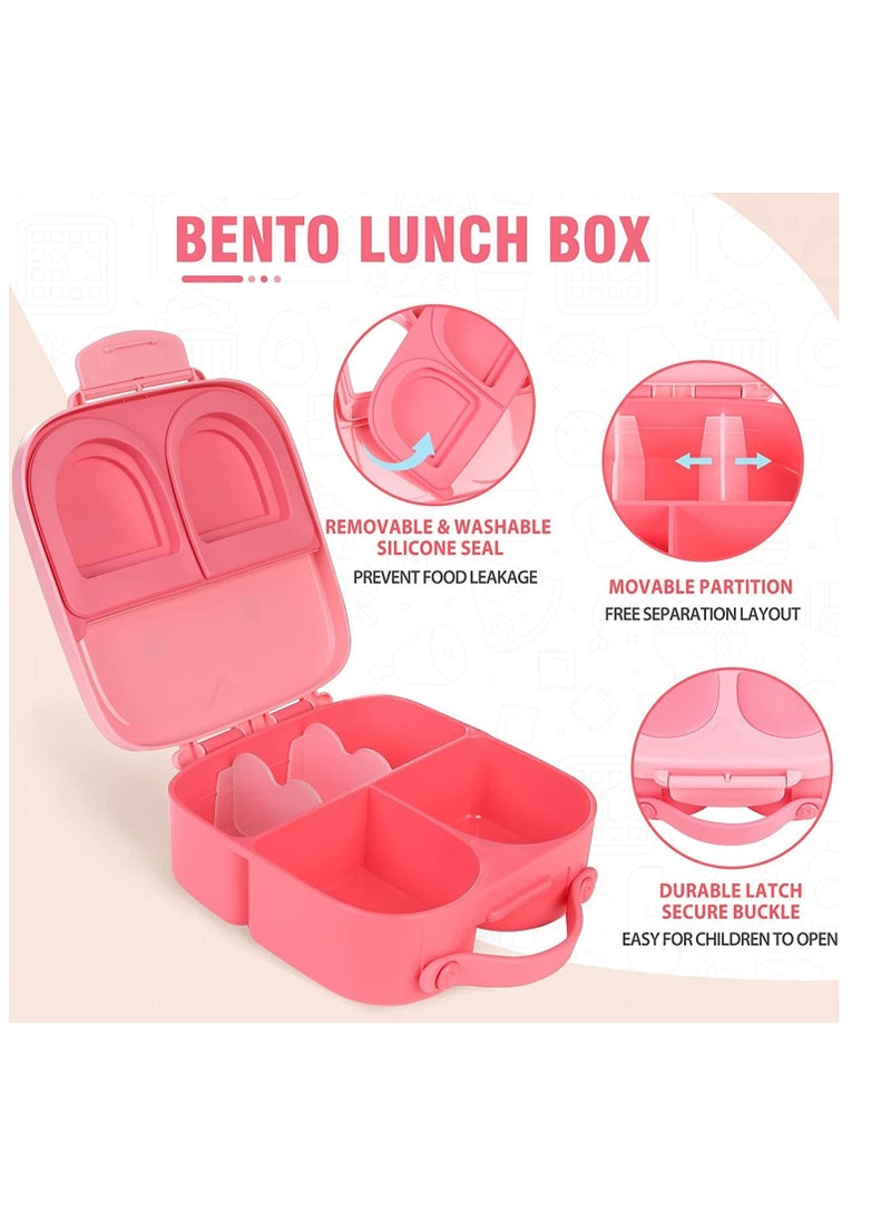 Bento Lunch Box Bento style Bunny Shape Pink Color for Kids | 3/4 Convertible Compartments| BPA FREE|LEAK PROOF| Dishwasher Safe Pink  - Image 2