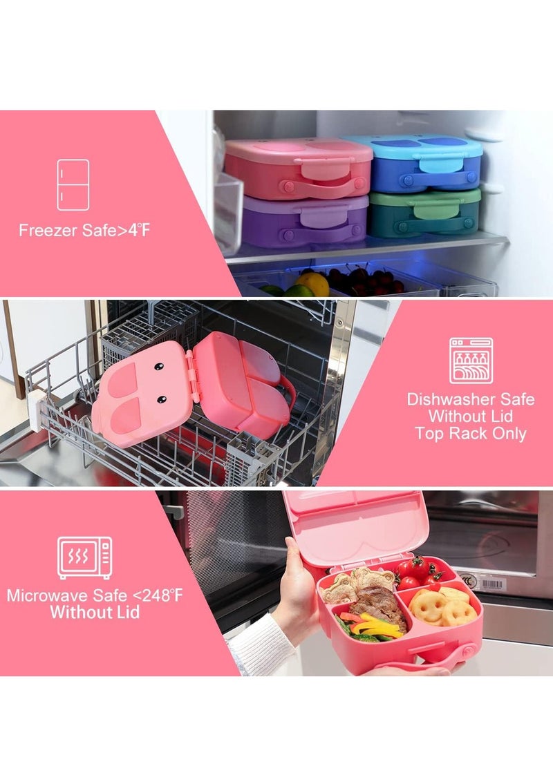 Bento Lunch Box Bento style Bunny Shape Pink Color for Kids | 3/4 Convertible Compartments| BPA FREE|LEAK PROOF| Dishwasher Safe Pink  - Image 4