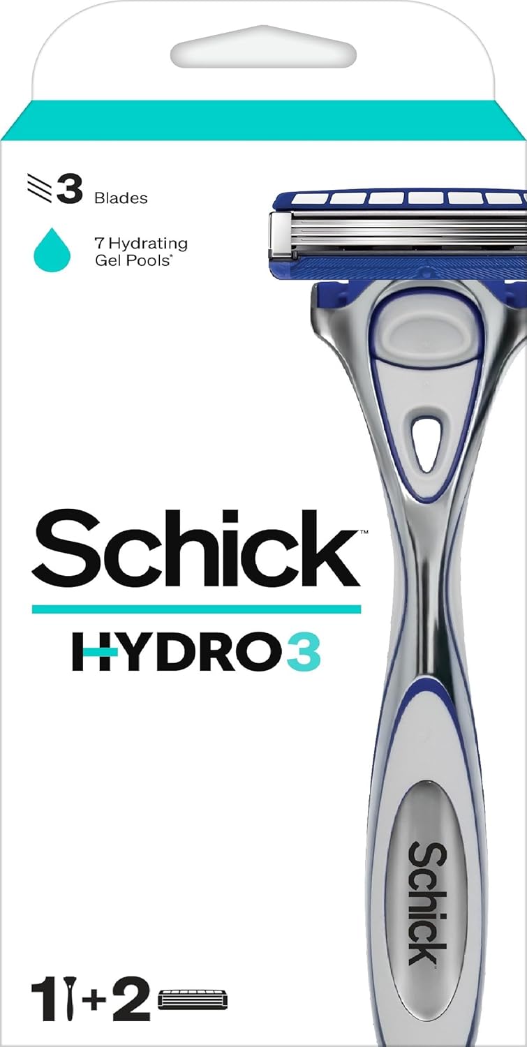 Schick Hydro 3 Triple Blade Razor for Men with Hydrating Gel Pools and Comfort Grip Handle - Image 1