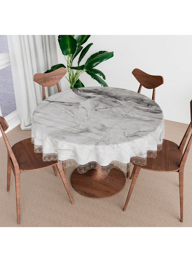 Kuber Industries Round Table Cover | PVC Table Cloth for Round Tables | 4 Seater Round Table Cloth | Marble Kitchen Dining Tablecloth | Tabletop Cover | 60 Inch | Gray - Image 1